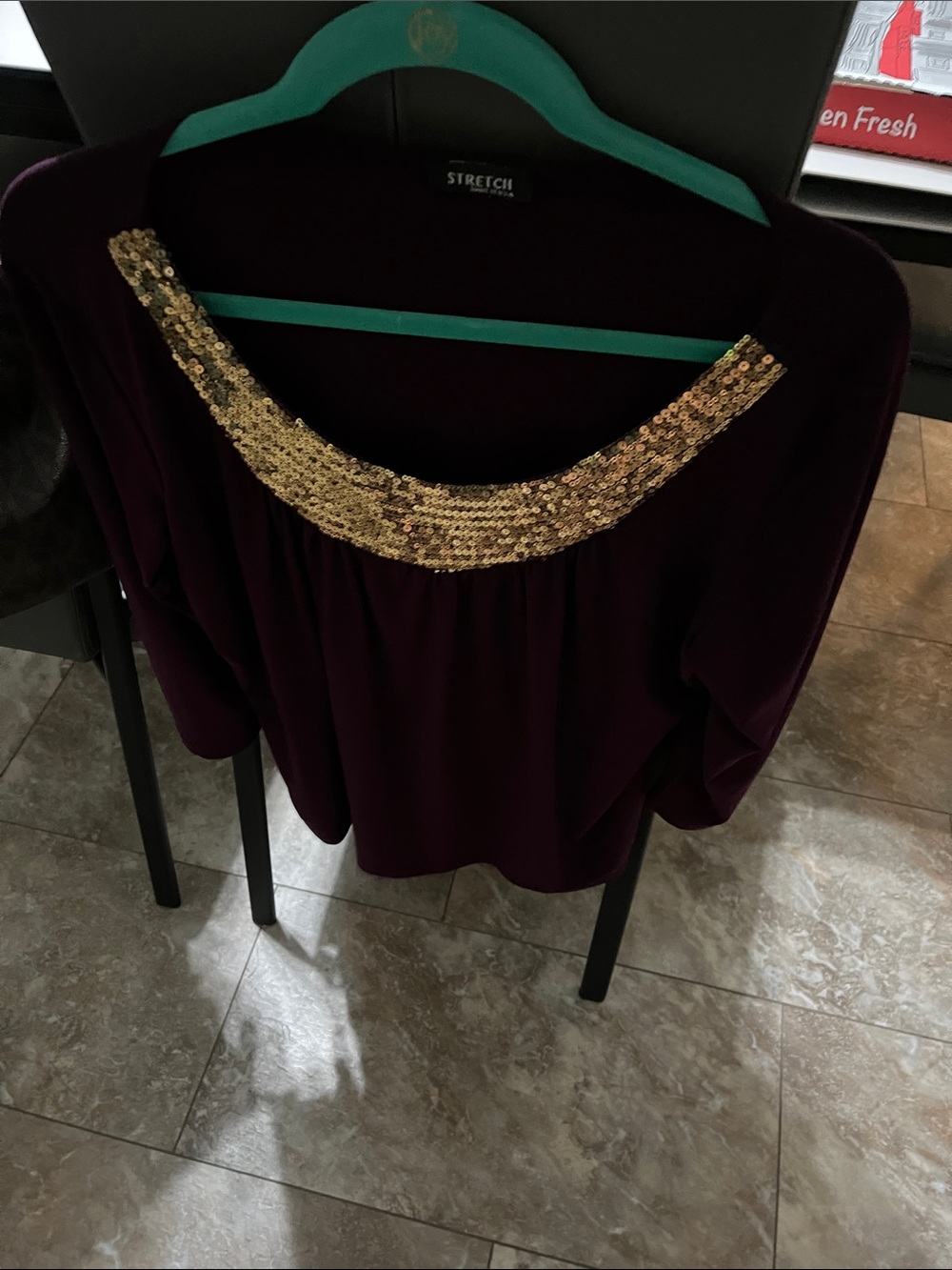 Women’s Plum Top with Gold Sequin Trim